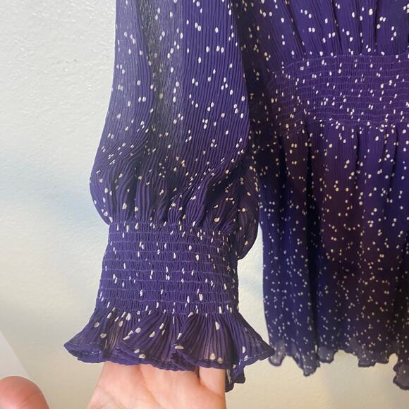 Zara Purple Polka Dot Mesh Blouson Mini Dress Size Medium - Picture 5 of 11